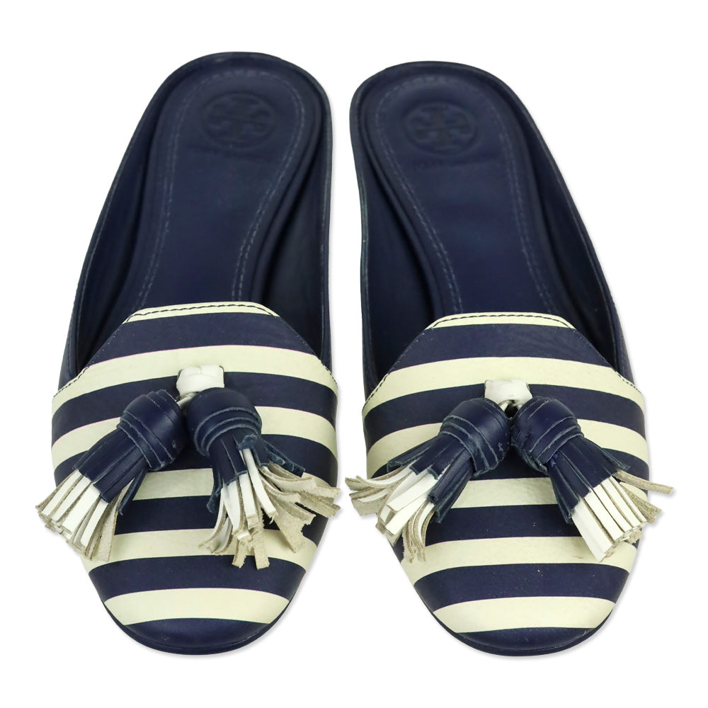 Tory Burch Maritime Tassel Leather Mule Slides