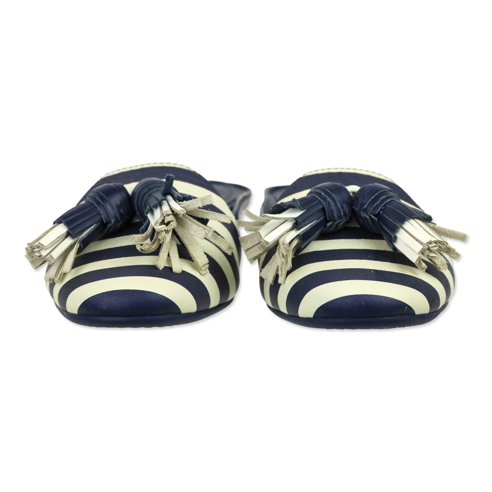 Tory Burch Maritime Tassel Leather Mule Slides