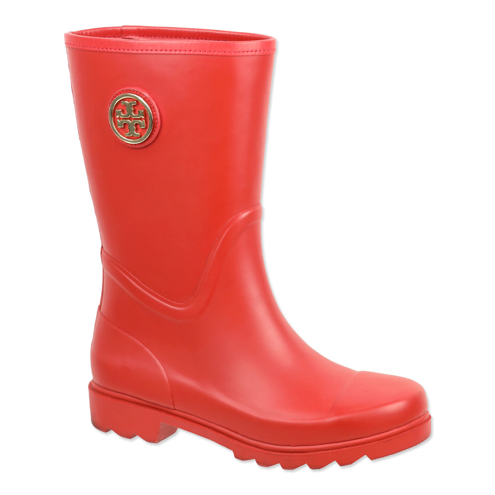 Tory Burch Maureen Red Rubber Rain Boots