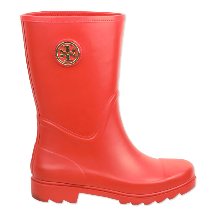 Tory Burch Maureen Red Rubber Rain Boots