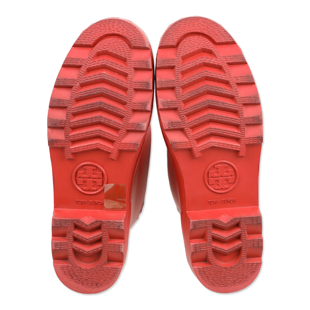 Tory Burch Maureen Red Rubber Rain Boots