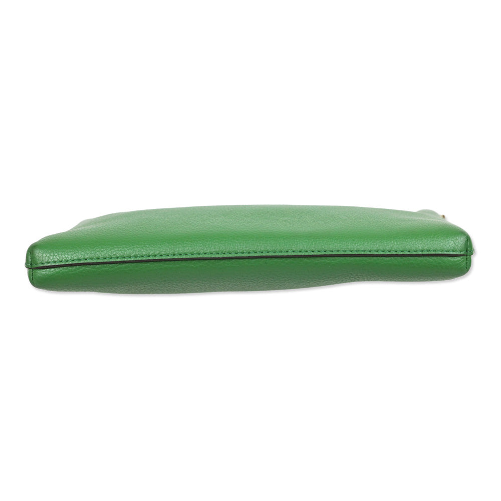 Tory Burch Mercer Green Pebbled Zip Crossbody Bag