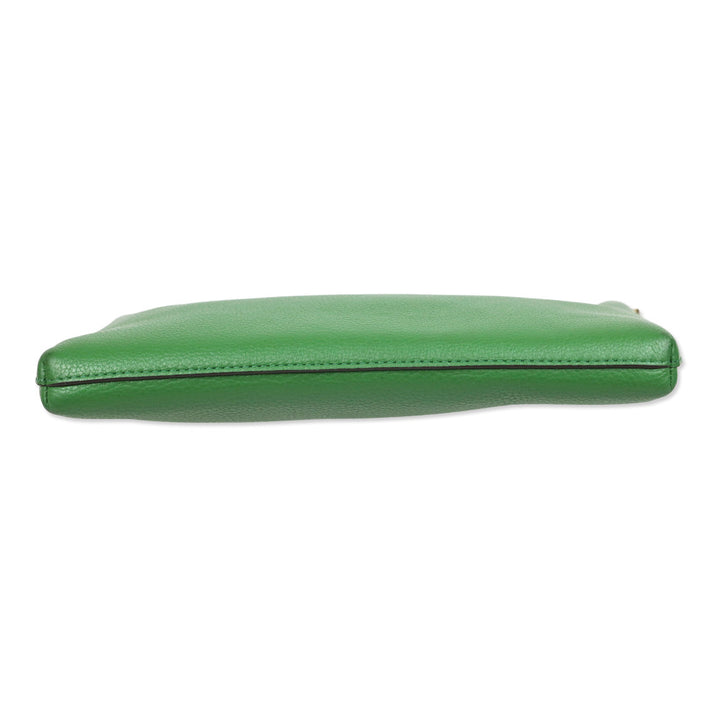 Tory Burch Mercer Green Pebbled Zip Crossbody Bag