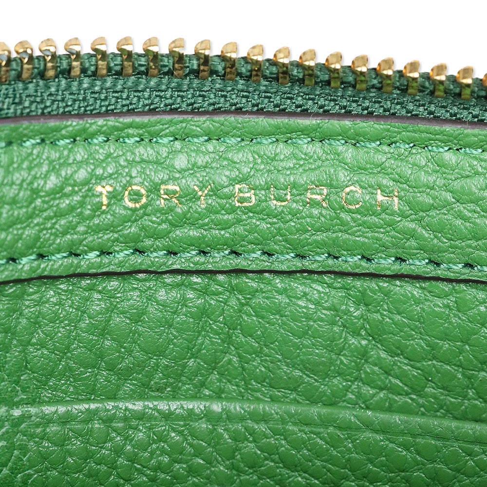 Tory Burch Mercer Green Pebbled Zip Crossbody Bag