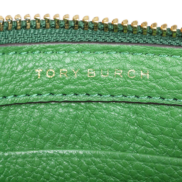 Tory Burch Mercer Green Pebbled Zip Crossbody Bag