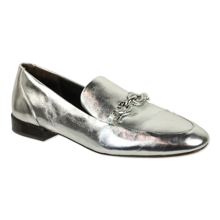 Tory Burch Metallic Silver Leather Jessa Loafer