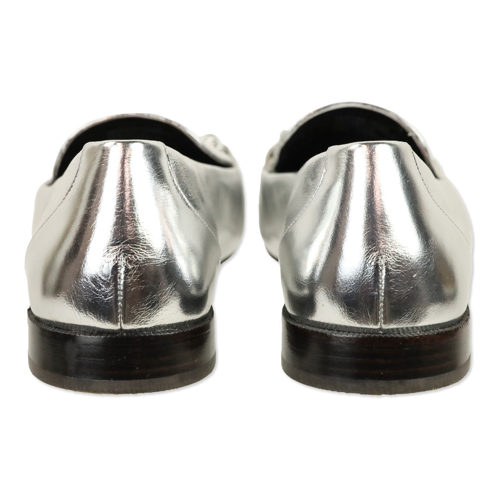 Tory Burch Metallic Silver Leather Jessa Loafer