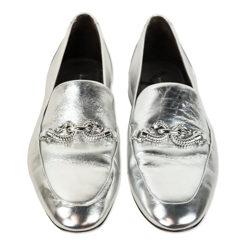 Tory Burch Metallic Silver Leather Jessa Loafer