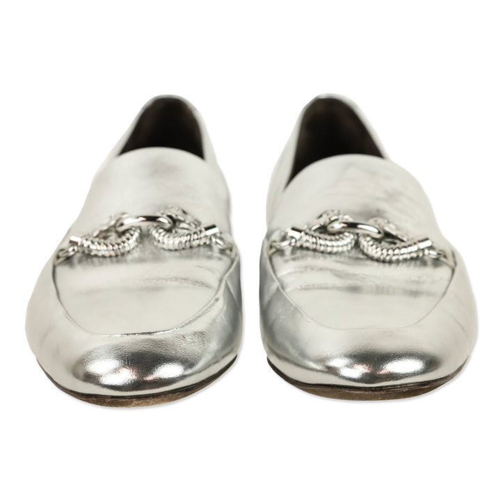 Tory Burch Metallic Silver Leather Jessa Loafer