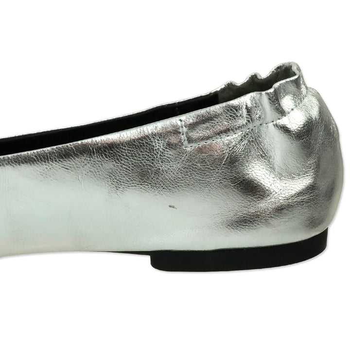 Tory Burch Metallic Silver Leather Reva Ballet Flat