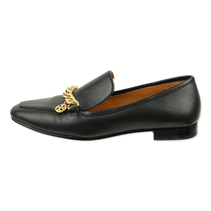 Tory Burch Mini Benton Black Leather Chain Loafer