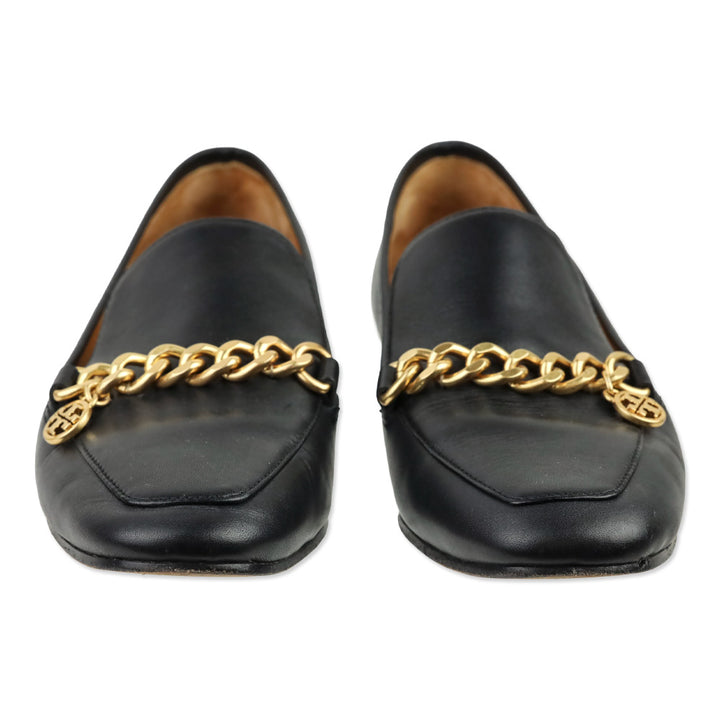 Tory Burch Mini Benton Black Leather Chain Loafer