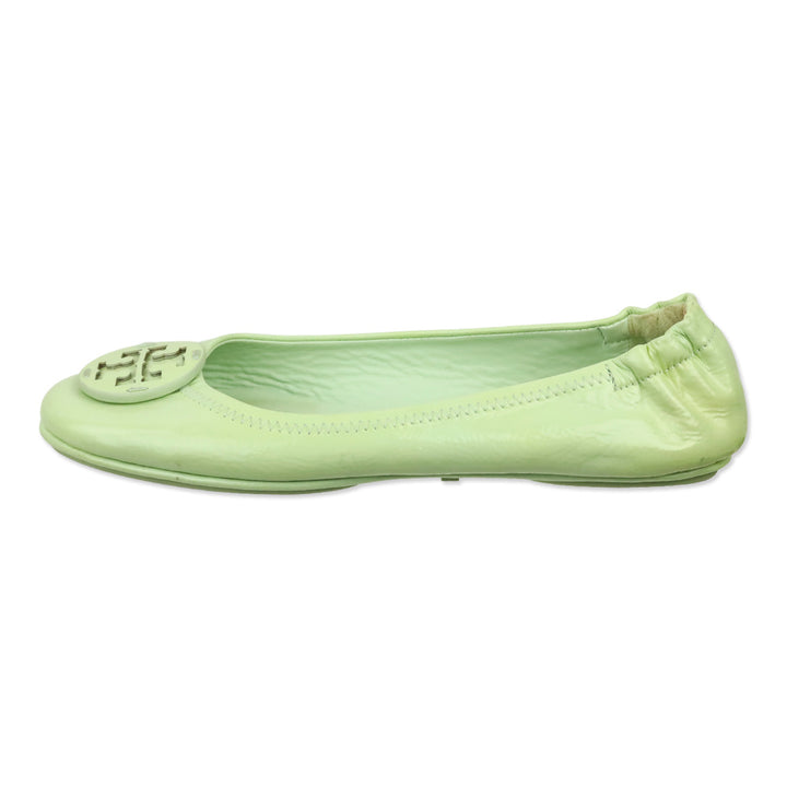 Tory Burch Mint Green Patent Leather Reva Travel Ballet Flats