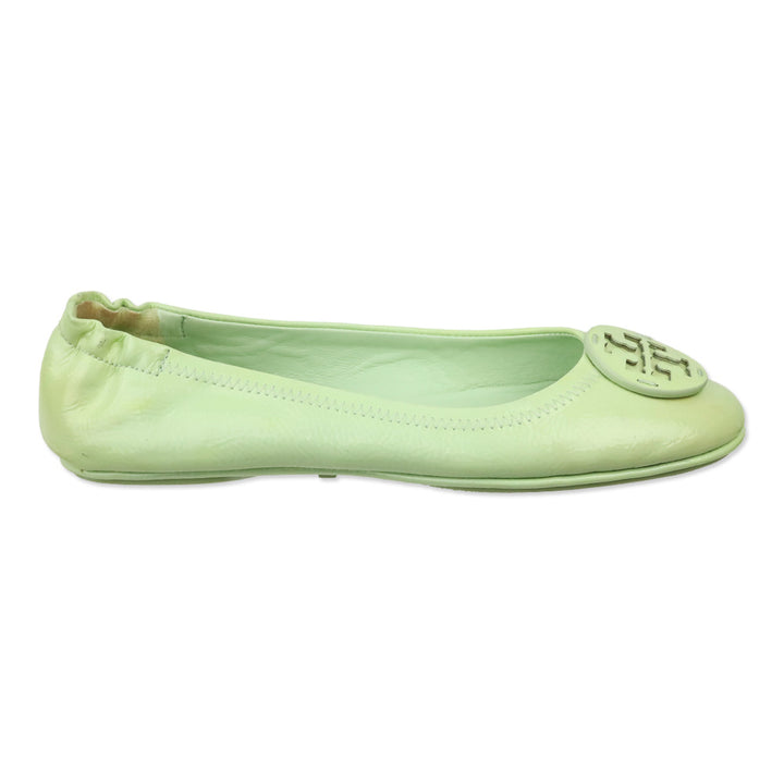 Tory Burch Mint Green Patent Leather Reva Travel Ballet Flats