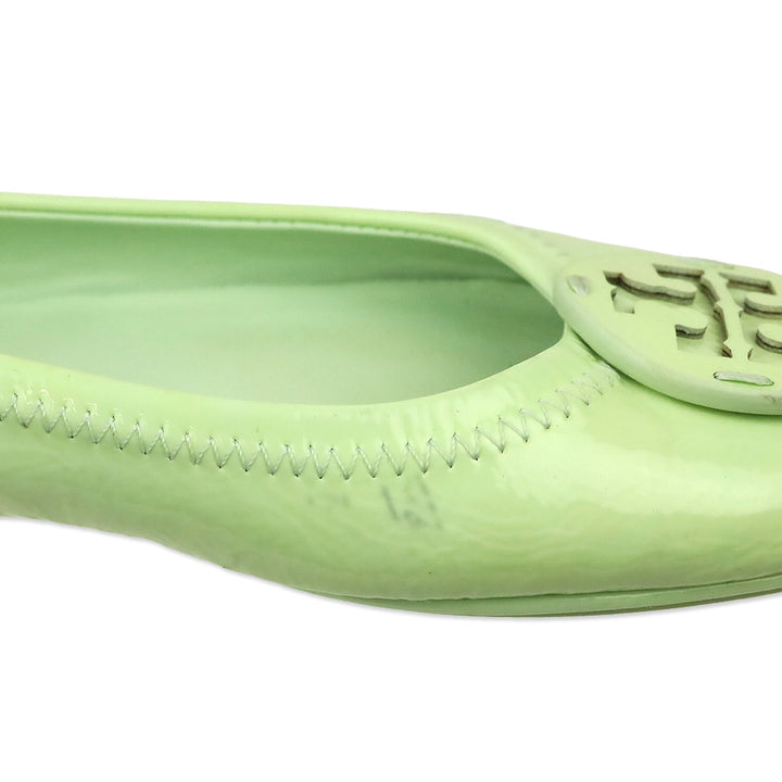 Tory Burch Mint Green Patent Leather Reva Travel Ballet Flats
