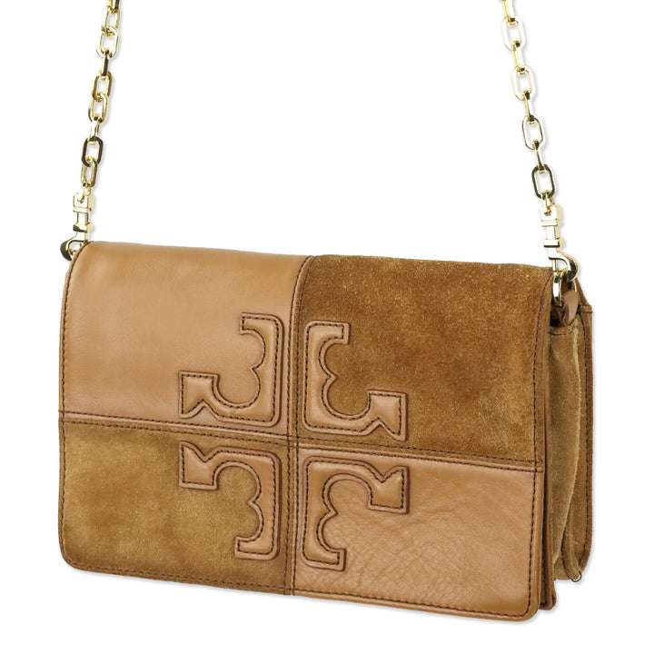 Tory Burch Natalie Tan Leather And Suede Crossbody Handbag