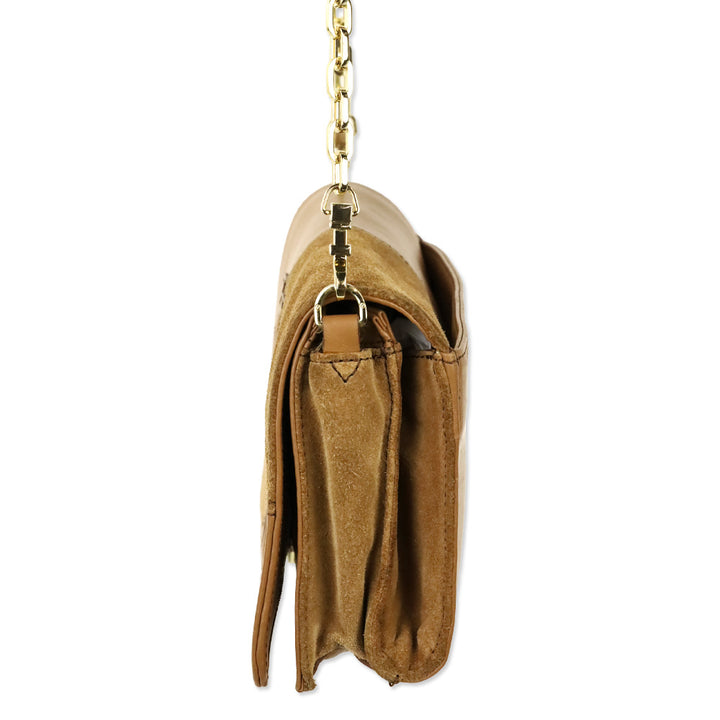 Tory Burch Natalie Tan Leather And Suede Crossbody Handbag