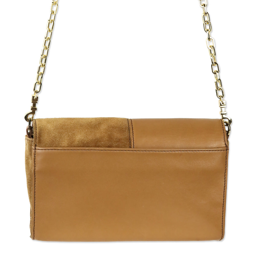 Tory Burch Natalie Tan Leather And Suede Crossbody Handbag