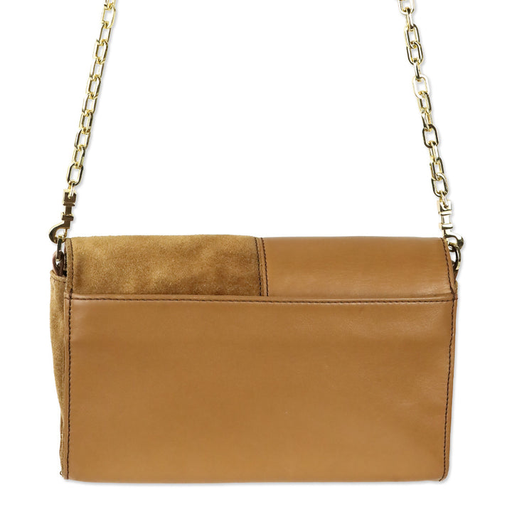 Tory Burch Natalie Tan Leather And Suede Crossbody Handbag