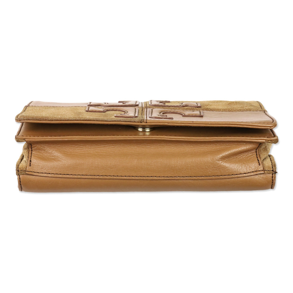 Tory Burch Natalie Tan Leather And Suede Crossbody Handbag