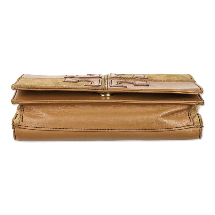 Tory Burch Natalie Tan Leather And Suede Crossbody Handbag