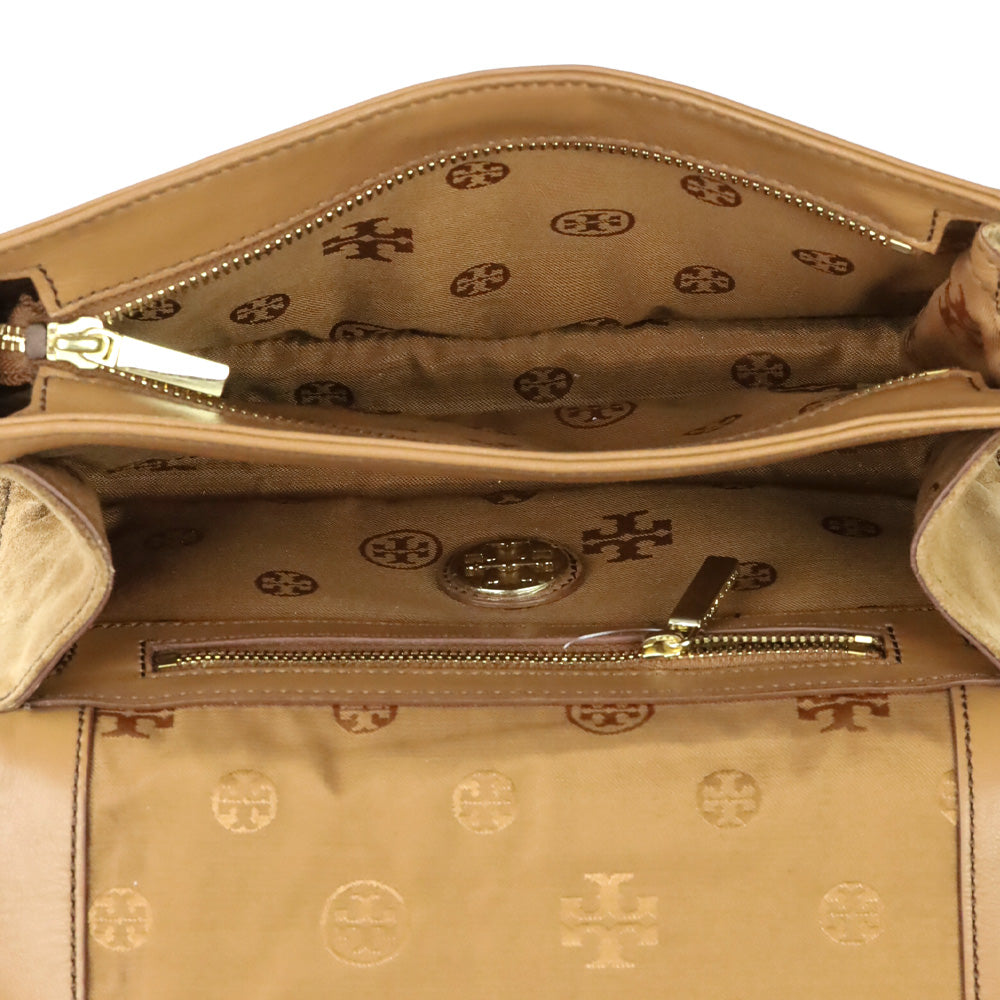 Tory Burch Natalie Tan Leather And Suede Crossbody Handbag