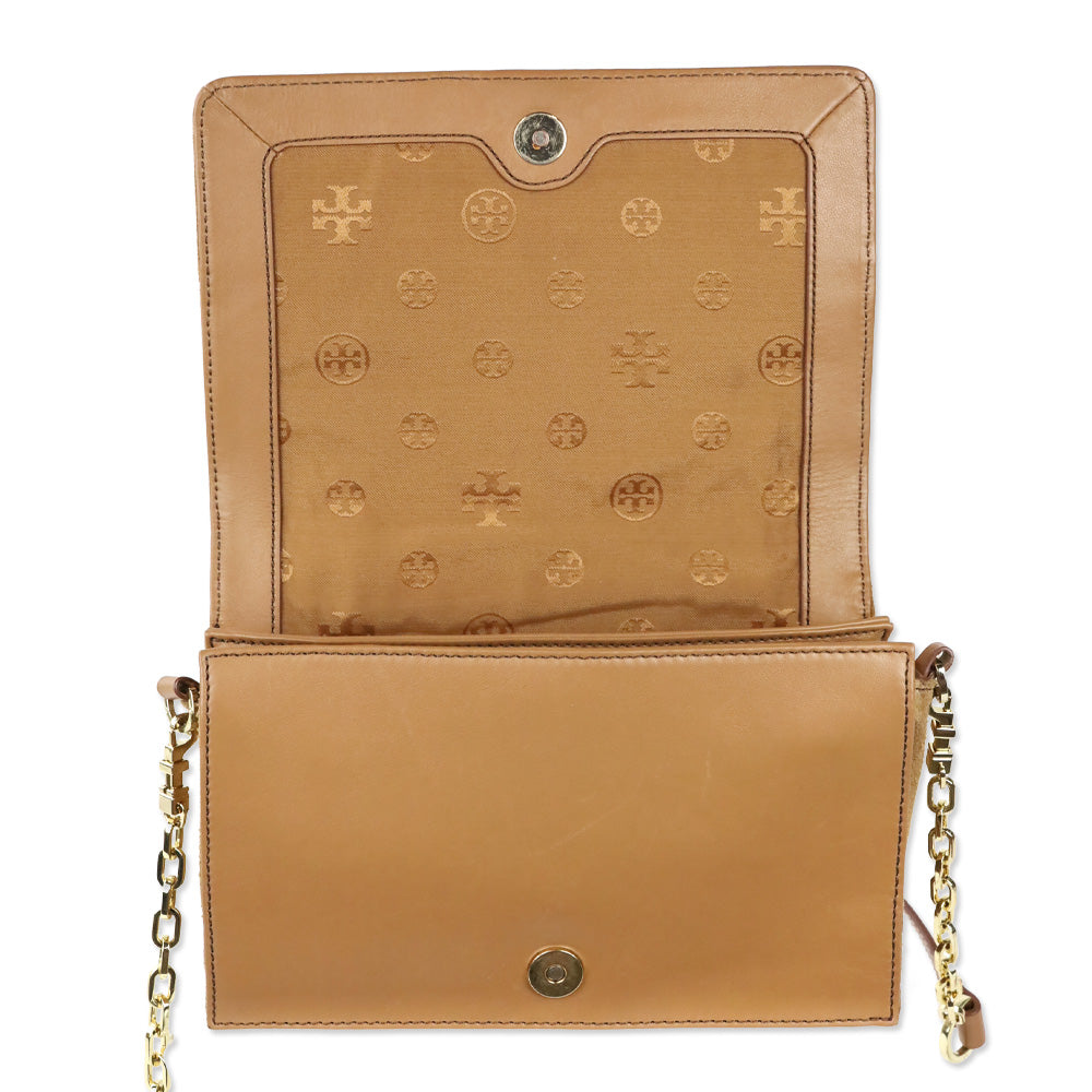 Tory Burch Natalie Tan Leather And Suede Crossbody Handbag