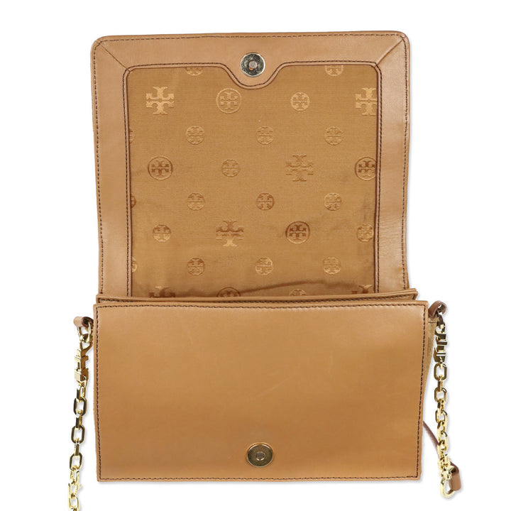 Tory Burch Natalie Tan Leather And Suede Crossbody Handbag