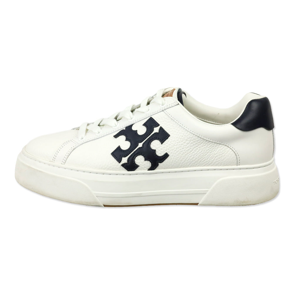Tory Burch Navy/White Signature Color Block Platform Leather Sneakers