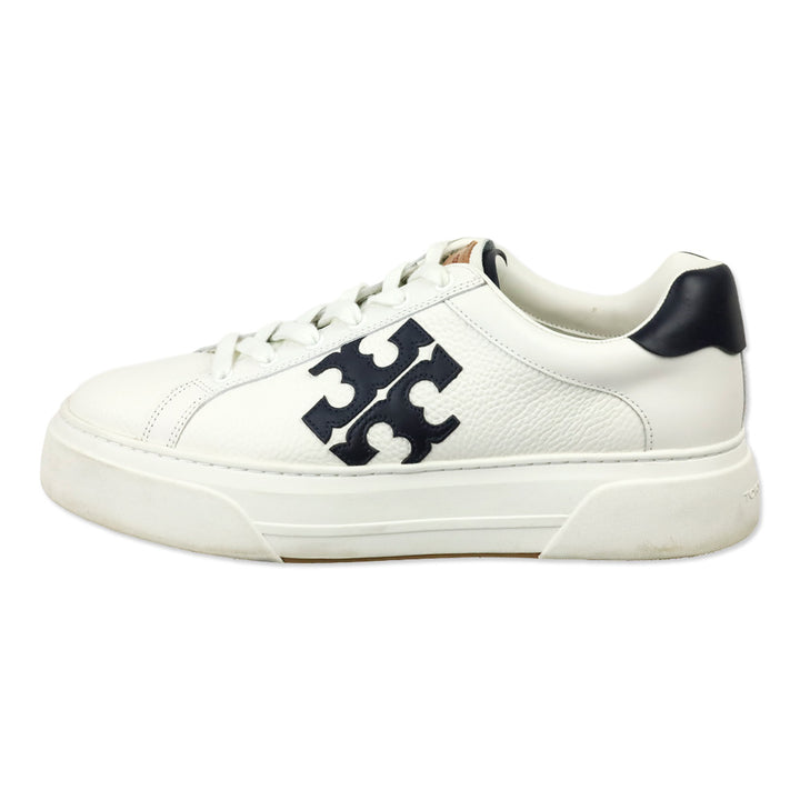 Tory Burch Navy/White Signature Color Block Platform Leather Sneakers