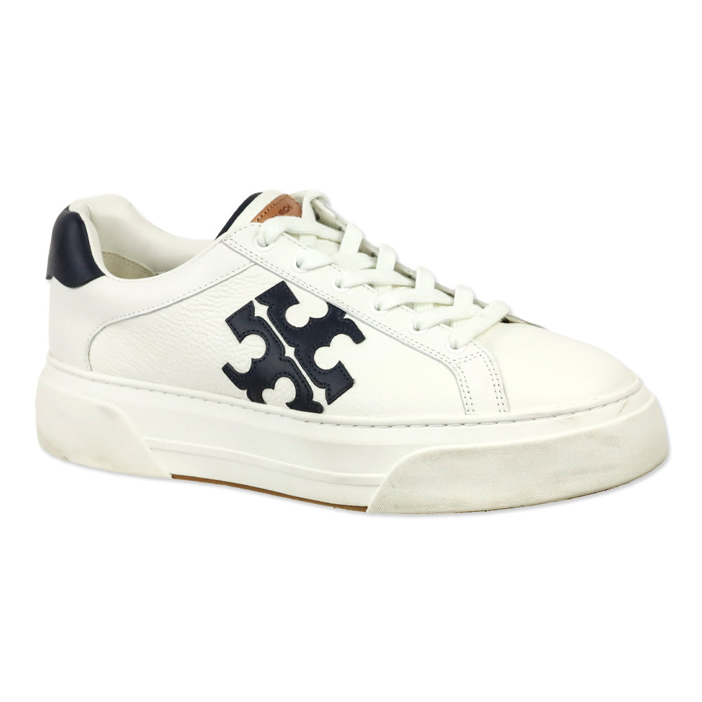 Tory Burch Navy/White Signature Color Block Platform Leather Sneakers