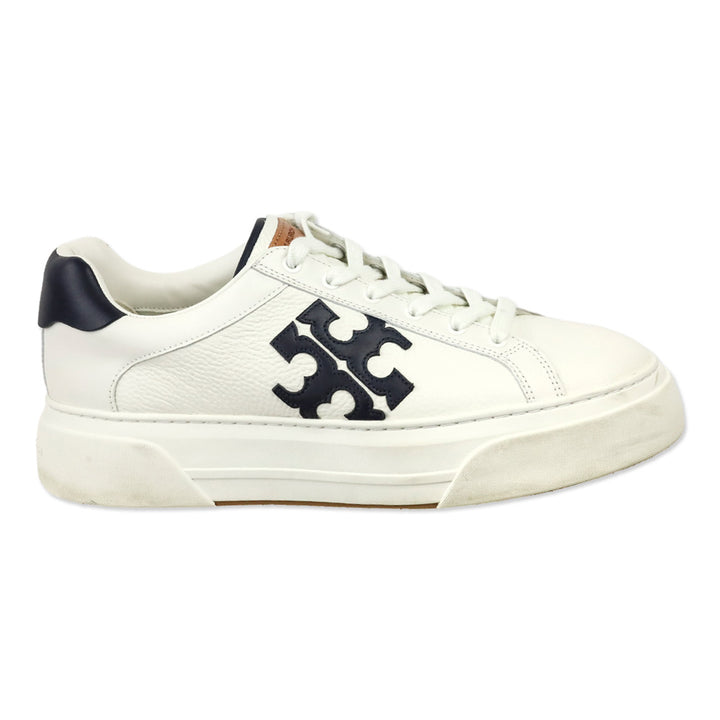 Tory Burch Navy/White Signature Color Block Platform Leather Sneakers
