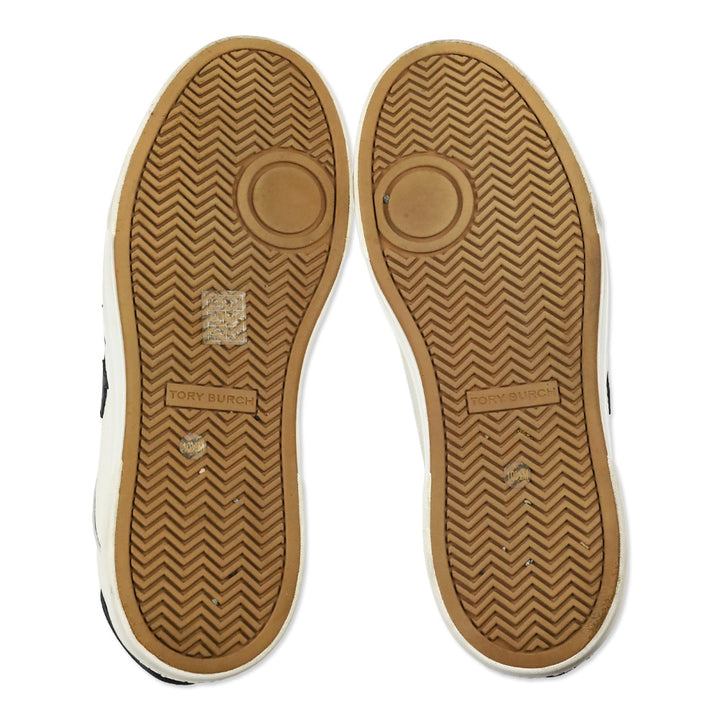 Tory Burch Navy/White Signature Color Block Platform Leather Sneakers