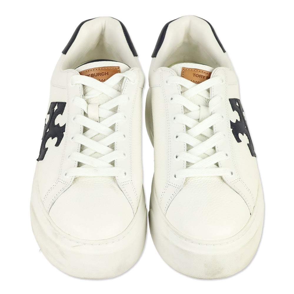 Tory Burch Navy/White Signature Color Block Platform Leather Sneakers