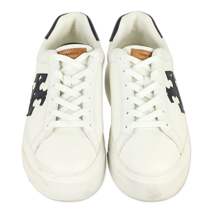 Tory Burch Navy/White Signature Color Block Platform Leather Sneakers