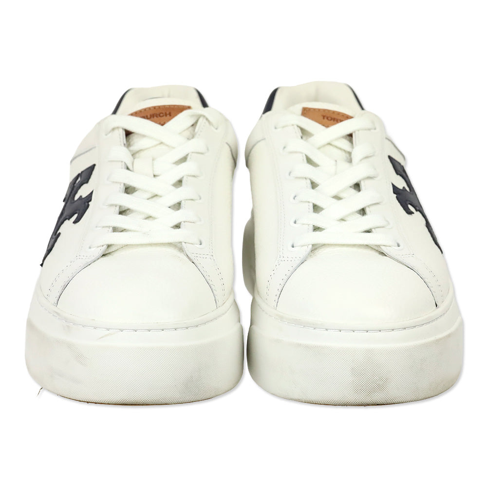 Tory Burch Navy/White Signature Color Block Platform Leather Sneakers