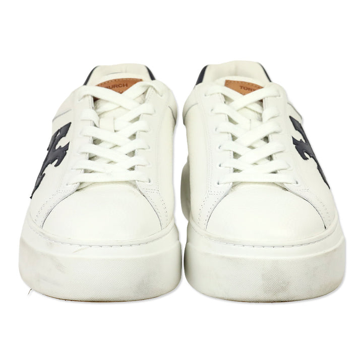 Tory Burch Navy/White Signature Color Block Platform Leather Sneakers