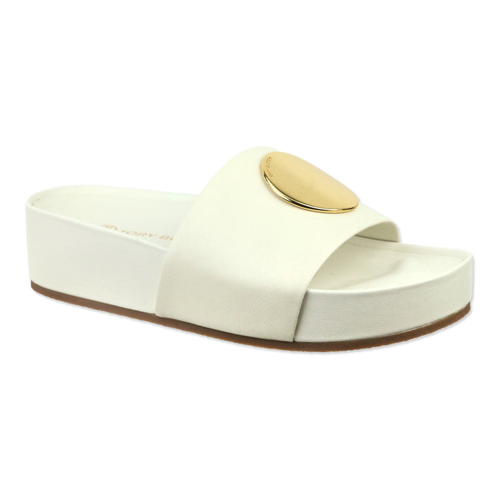 Tory Burch New Ivory Nappa Leather Patos Slide Sandal