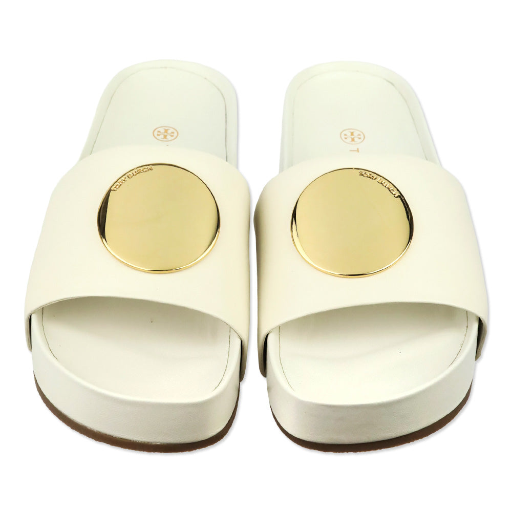 Tory Burch New Ivory Nappa Leather Patos Slide Sandal