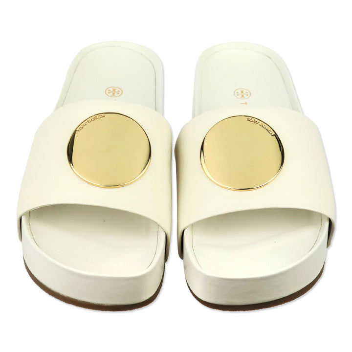 Tory Burch New Ivory Nappa Leather Patos Slide Sandal