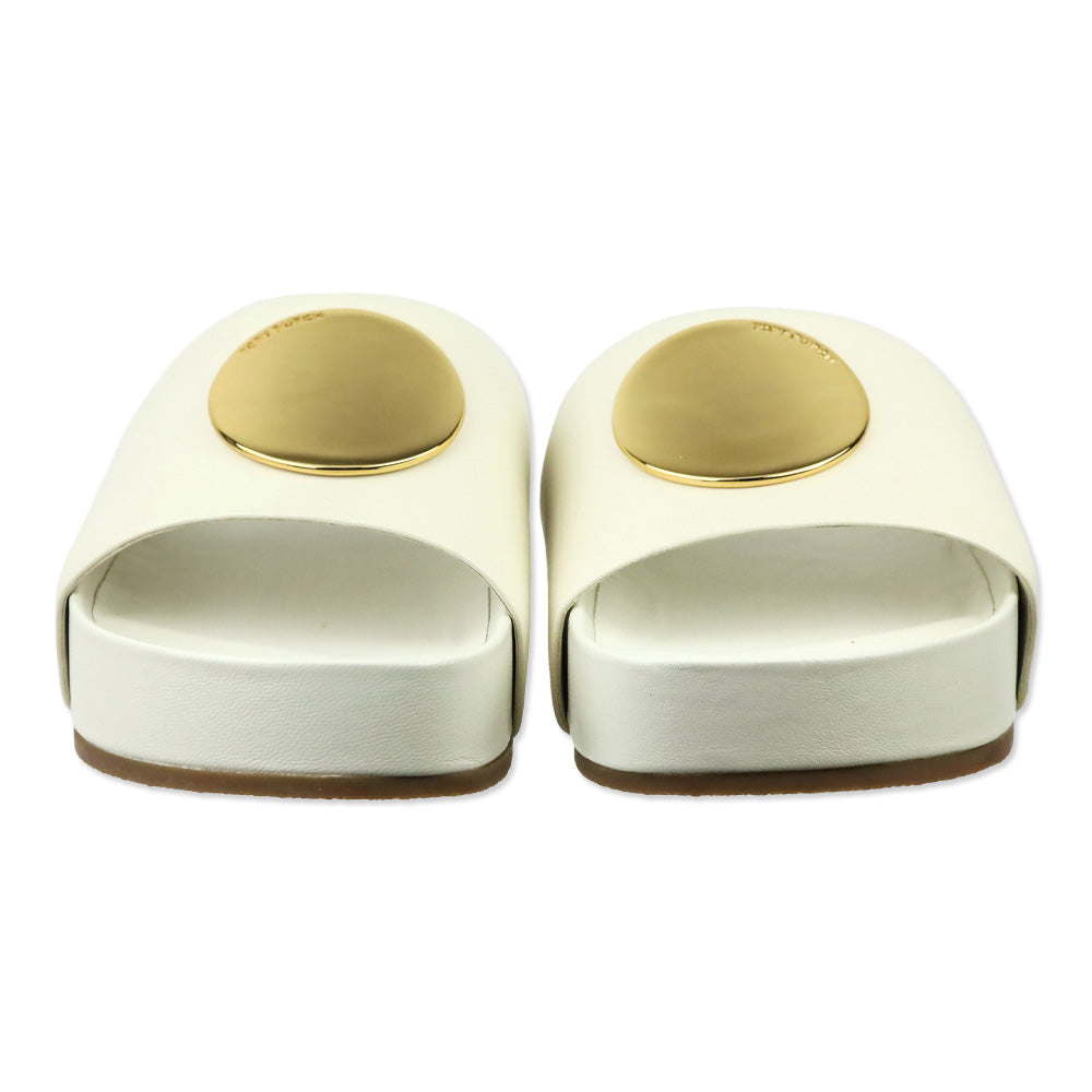 Tory Burch New Ivory Nappa Leather Patos Slide Sandal