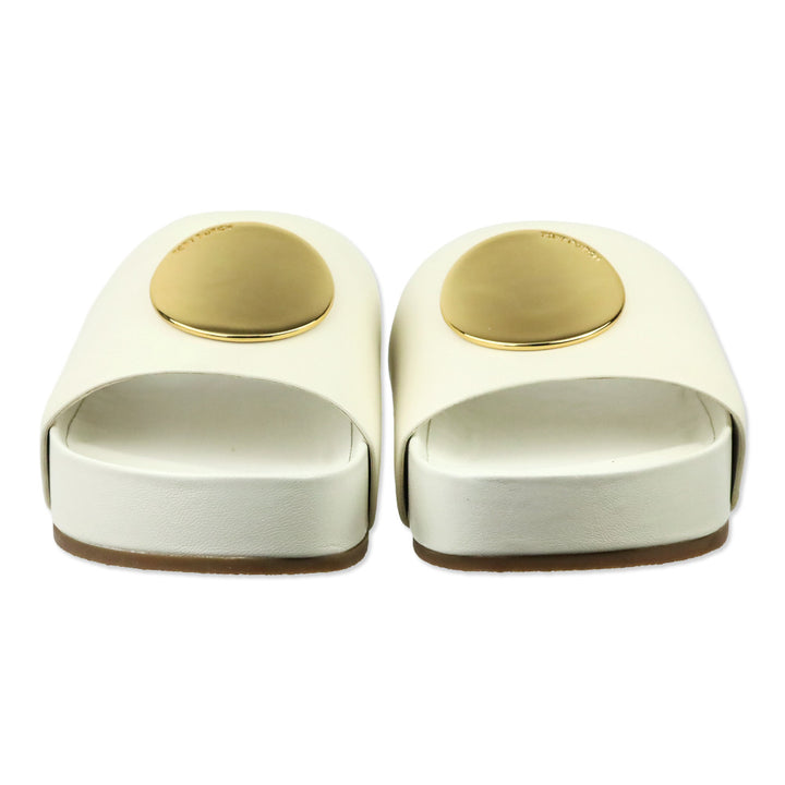 Tory Burch New Ivory Nappa Leather Patos Slide Sandal