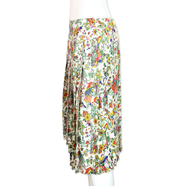Tory Burch New Ivory Promise Land Contrast Binding Pleated Pencil Skirt