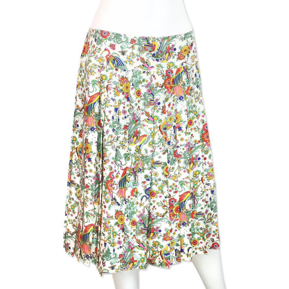 Tory Burch New Ivory Promise Land Contrast Binding Pleated Pencil Skirt