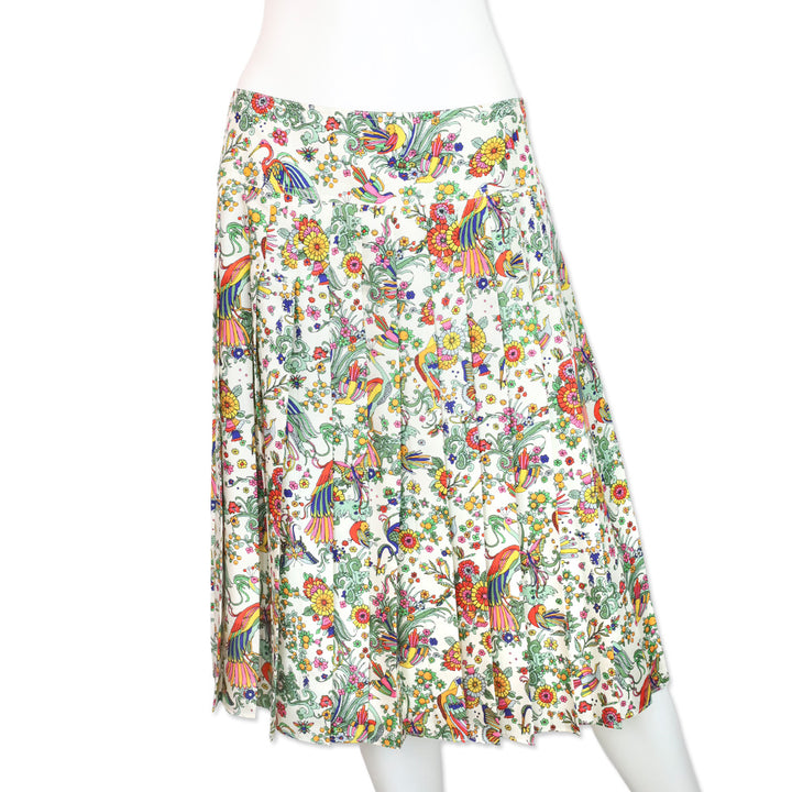 Tory Burch New Ivory Promise Land Contrast Binding Pleated Pencil Skirt