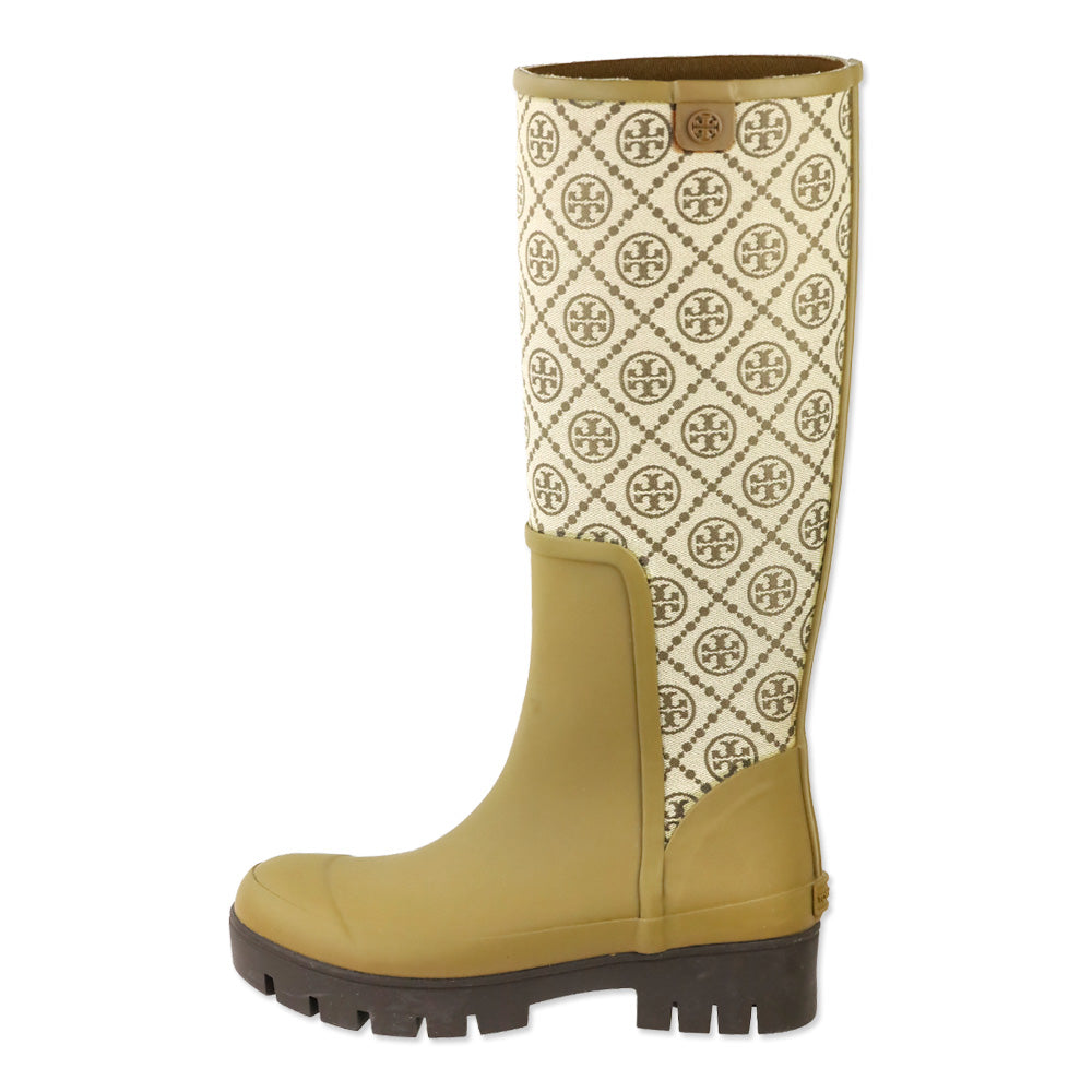 Tory Burch Olive T Monogram Hurricane Tall Boots