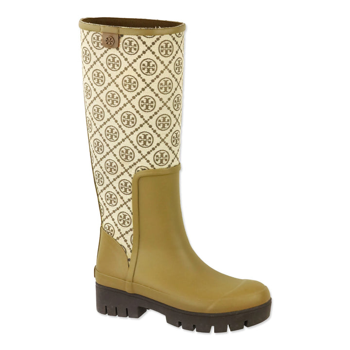 Tory Burch Olive T Monogram Hurricane Tall Boots