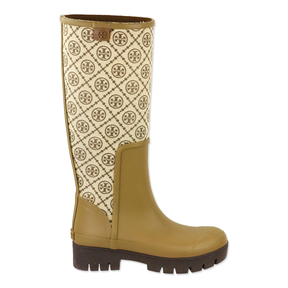 Tory Burch Olive T Monogram Hurricane Tall Boots