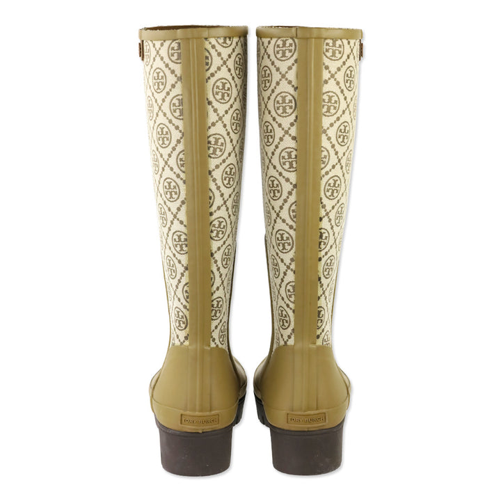 Tory Burch Olive T Monogram Hurricane Tall Boots