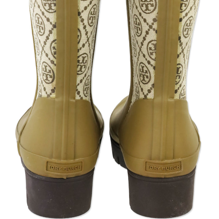 Tory Burch Olive T Monogram Hurricane Tall Boots